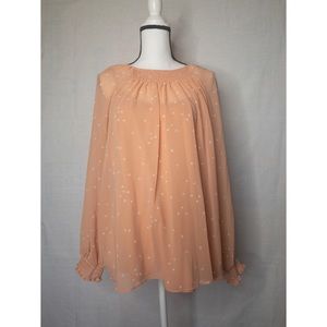 Ava and Vic Peach Sheer Shirt 1X